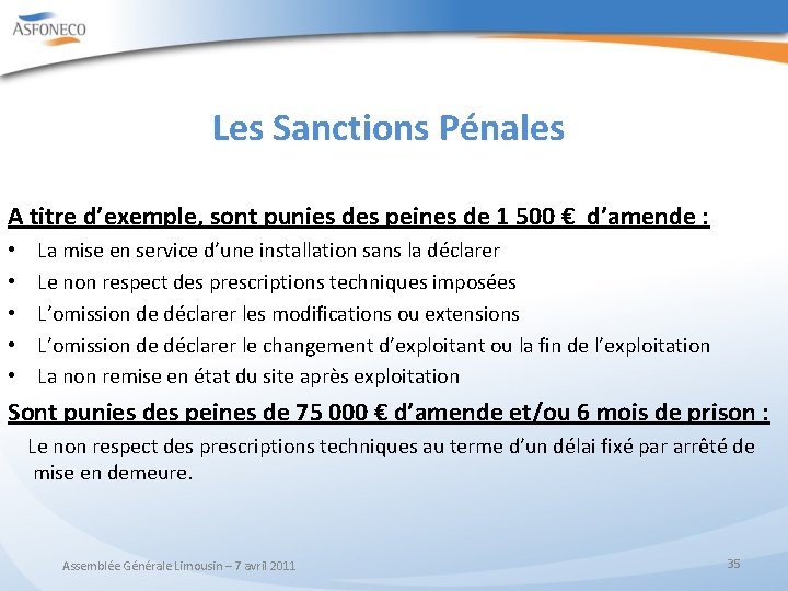 Les Sanctions Pénales A titre d’exemple, sont punies des peines de 1 500 €
