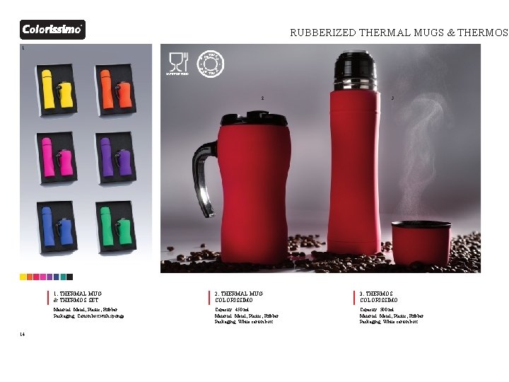 RUBBERIZED THERMAL MUGS & THERMOS 1 NI SAFE FOR FOOD CE NI CE TOU