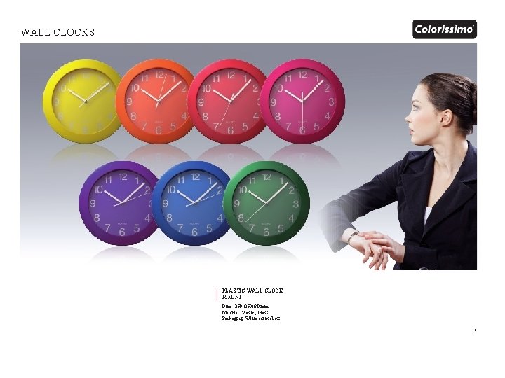 WALL CLOCKS PLASTIC WALL CLOCK RIMINI Dim. : 250 x 30 mm Material: Plastic,