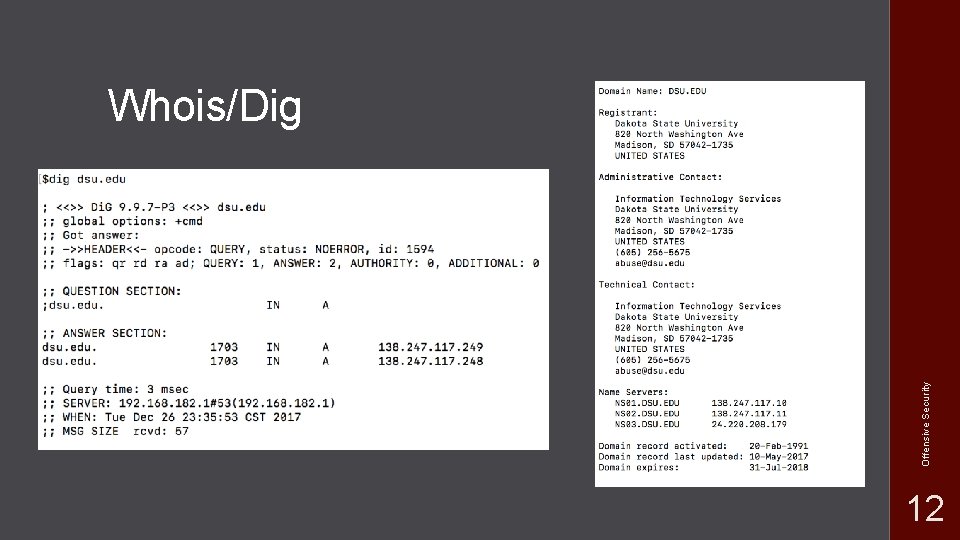 Offensive Security Whois/Dig 12 