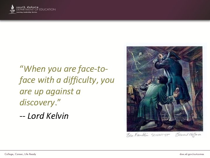 “When you are face-toface with a difficulty, you are up against a discovery. ”