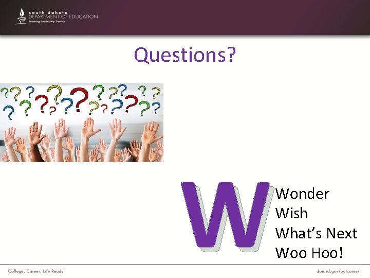Questions? W Wonder Wish What’s Next Woo Hoo! 