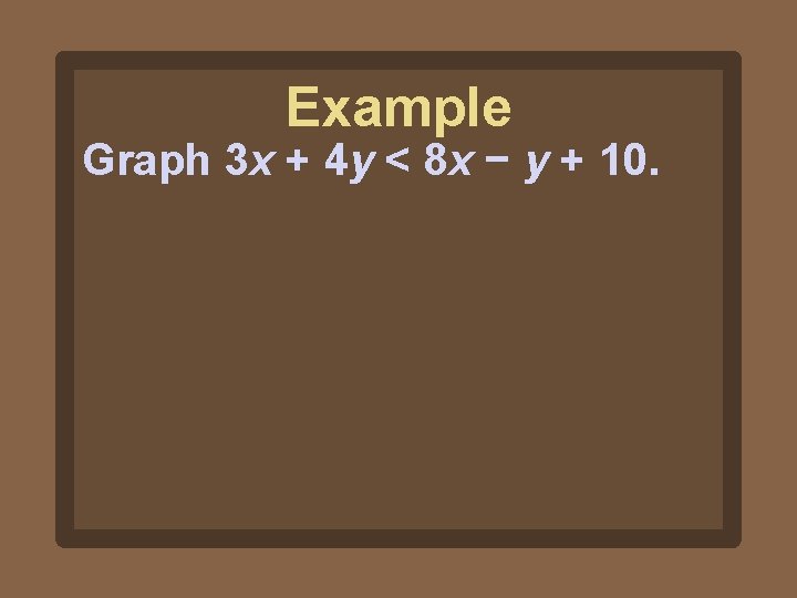 Example Graph 3 x + 4 y < 8 x − y + 10.