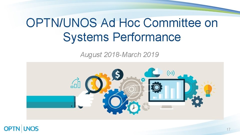 OPTN/UNOS Ad Hoc Committee on Systems Performance August 2018 -March 2019 17 