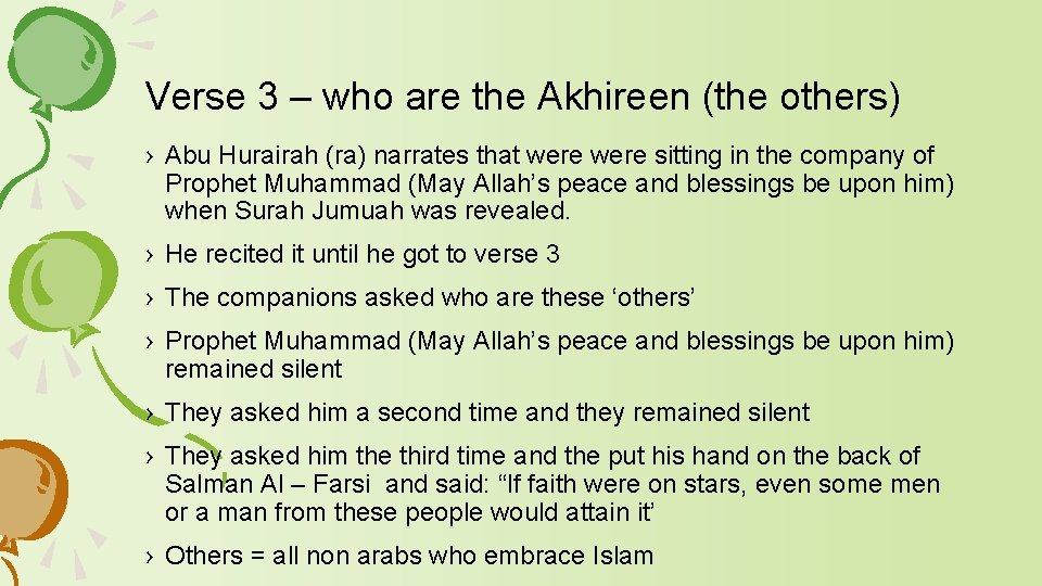 Verse 3 – who are the Akhireen (the others) › Abu Hurairah (ra) narrates