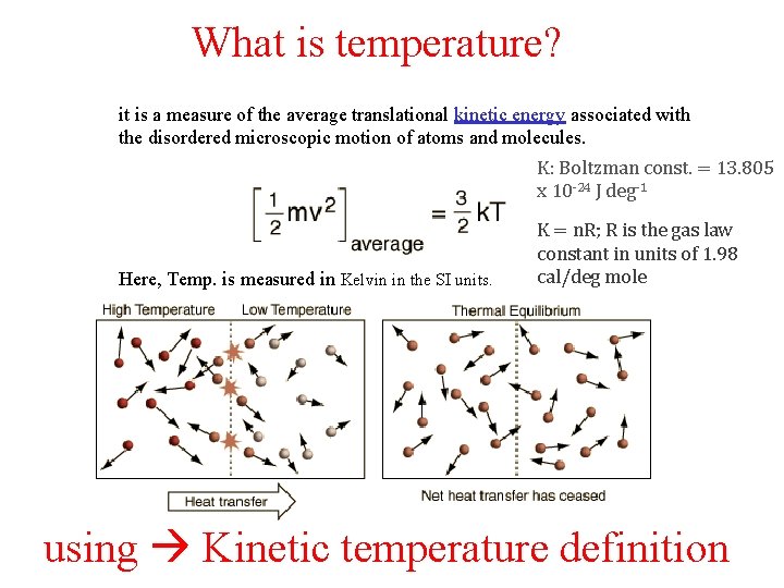 What is temperature? it is a measure of the average translational kinetic energy associated