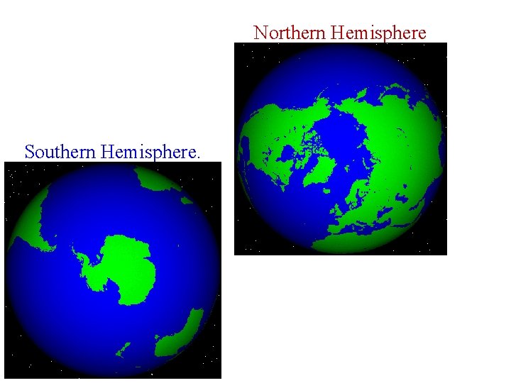 Northern Hemisphere Southern Hemisphere. 