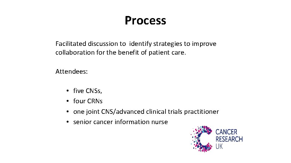 Process Facilitated discussion to identify strategies to improve collaboration for the benefit of patient