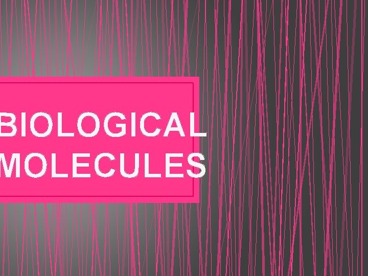 BIOLOGICAL MOLECULES 