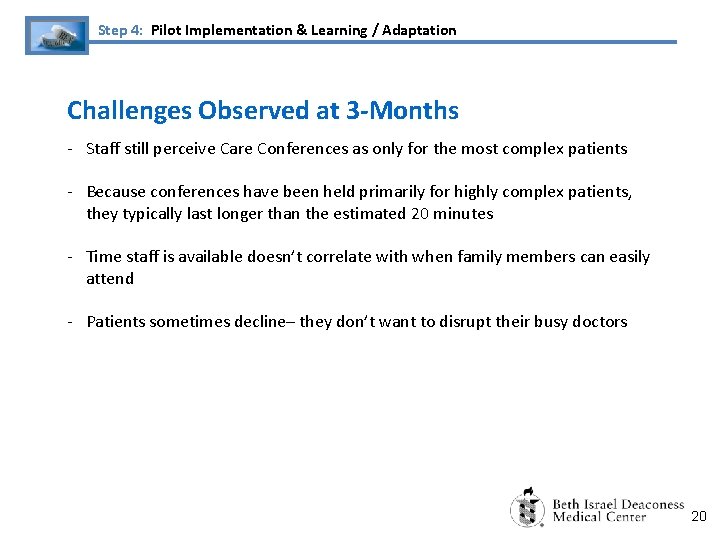 Step 4: Pilot Implementation & Learning / Adaptation Challenges Observed at 3 -Months -