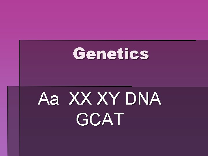 Genetics Aa XX XY DNA GCAT Genetics Aa XX XY DNA GCAT