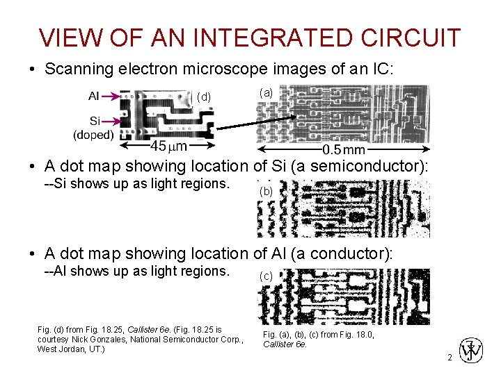 VIEW OF AN INTEGRATED CIRCUIT • Scanning electron microscope images of an IC: (d)