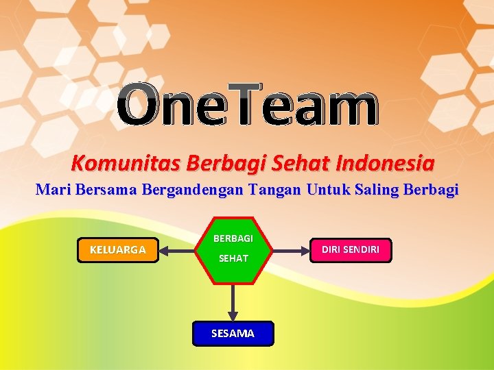 One. Team Komunitas Berbagi Sehat Indonesia Mari Bersama Bergandengan Tangan Untuk Saling Berbagi KELUARGA