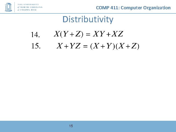 COMP 411: Computer Organization Distributivity 15 