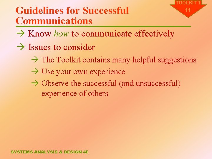 Guidelines for Successful Communications TOOLKIT 1 11 à Know how to communicate effectively à