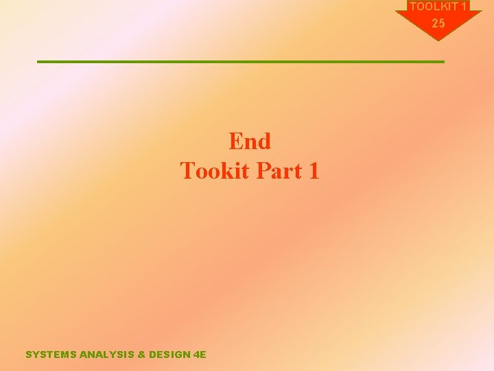 TOOLKIT 1 25 End Tookit Part 1 SYSTEMS ANALYSIS & DESIGN 4 E 