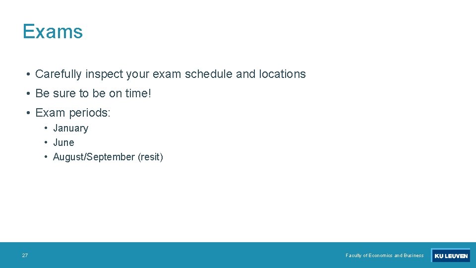 Exams • Carefully inspect your exam schedule and locations • Be sure to be