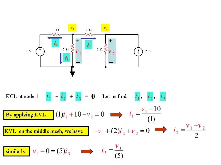 v 1 i 1 v 2 i 3 KCL at node 1 + +