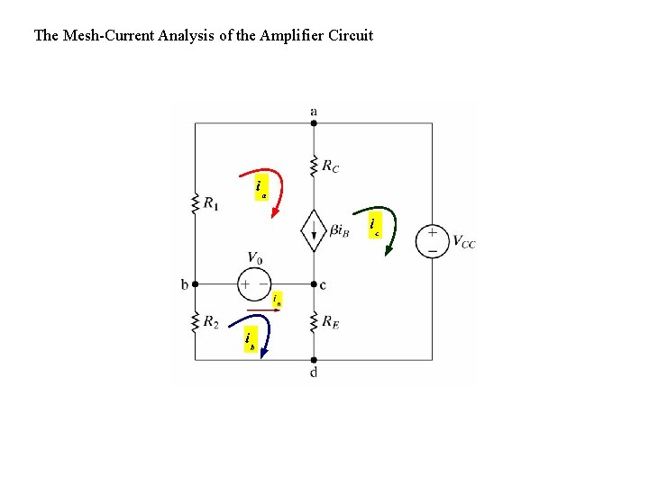 The Mesh-Current Analysis of the Amplifier Circuit 