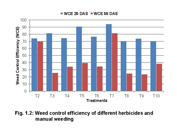 WCE 25 DAS WCE 55 DAS Weed Control Efficiency (WCE) 100 90 80 70