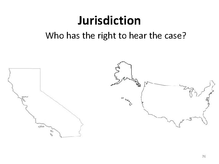 Jurisdiction Who has the right to hear the case? 76 