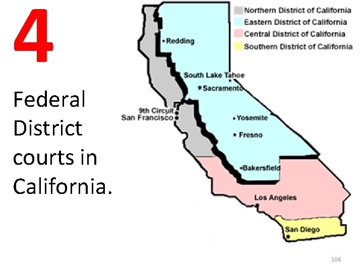 4 Federal District courts in California. 106 