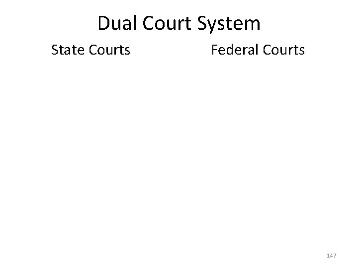 Dual Court System State Courts Federal Courts 147 