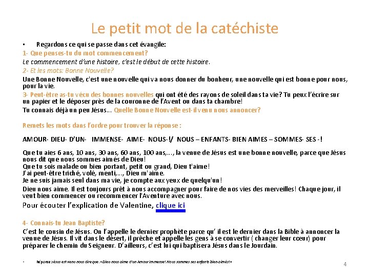 Le petit mot de la catéchiste • Regardons ce qui se passe dans cet