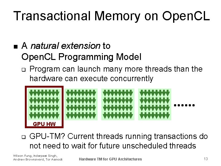 Transactional Memory on Open. CL n A natural extension to Open. CL Programming Model