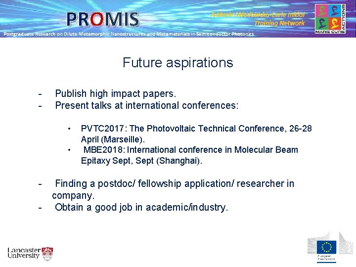 PROMIS A Marie Skłodowska-Curie Initial Training Network Postgraduate Research on Dilute Metamorphic Nanostructures and