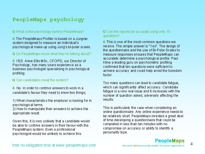 Peoplemaps The webs No 1 Personality Profiler for career