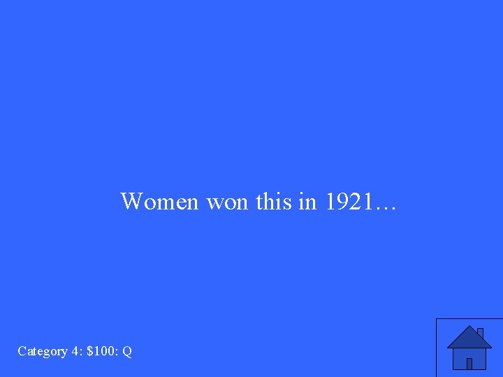 Women won this in 1921… Category 4: $100: Q 