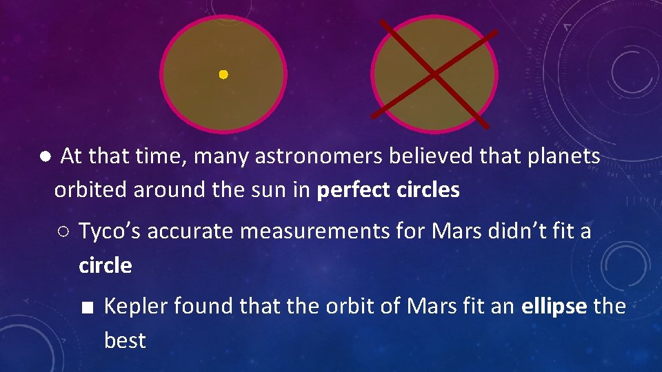 ● At that time, many astronomers believed that planets orbited around the sun in