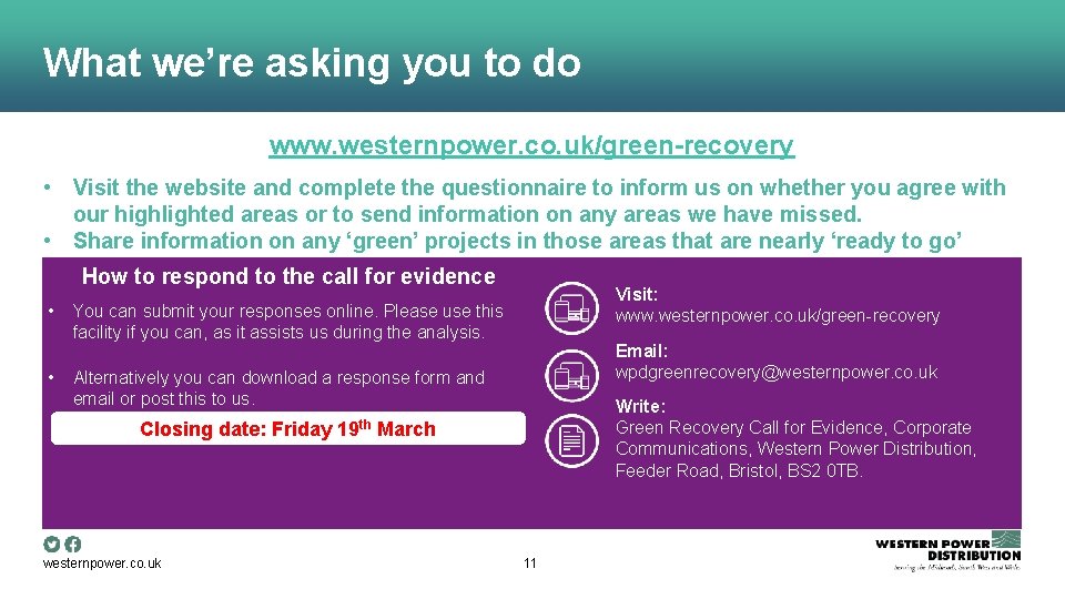 What we’re asking you to do www. westernpower. co. uk/green-recovery • Visit the website