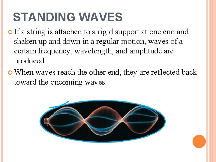 STANDING WAVES If a string is attached to a rigid support at one end