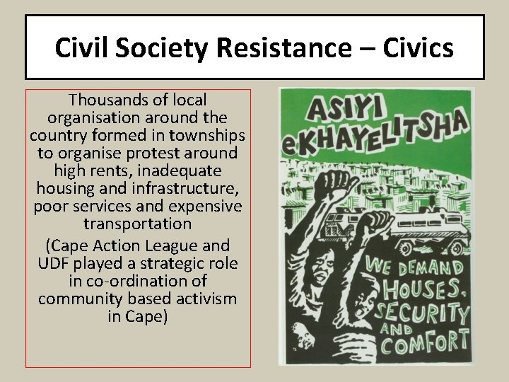 ESSAY QUESTION Topic 3 Civil Resistance in South
