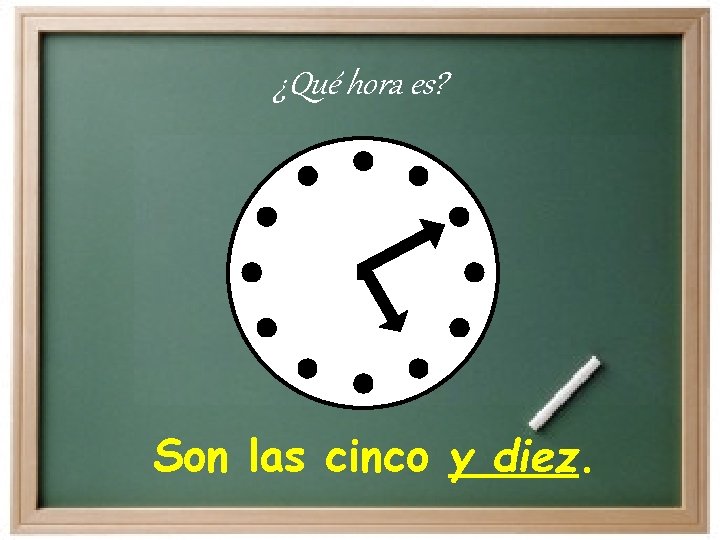 ¿Qué hora es? Son las cinco y diez. 