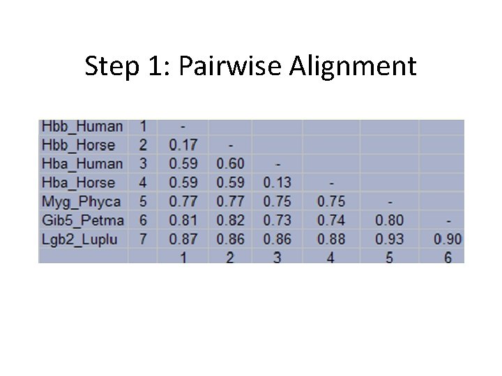 Step 1: Pairwise Alignment 