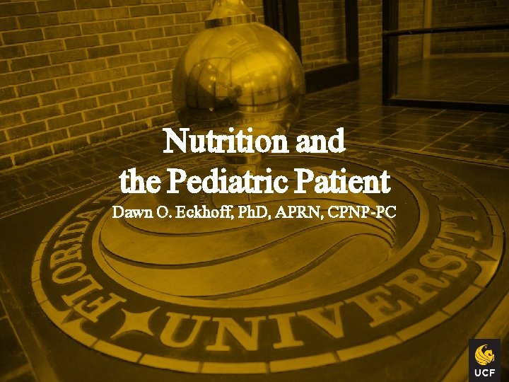 Nutrition and the Pediatric Patient Dawn O. Eckhoff, Ph. D, APRN, CPNP-PC 