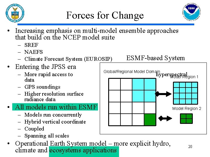 Forces for Change • Increasing emphasis on multi-model ensemble approaches that build on the