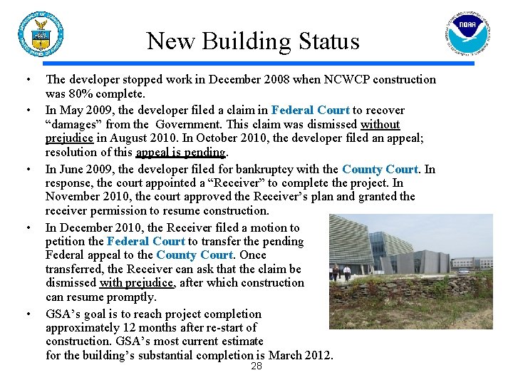 New Building Status • • • The developer stopped work in December 2008 when