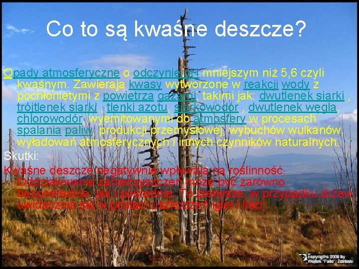 Co to są kwaśne deszcze? Opady atmosferyczne o odczynie p. H mniejszym niż 5,