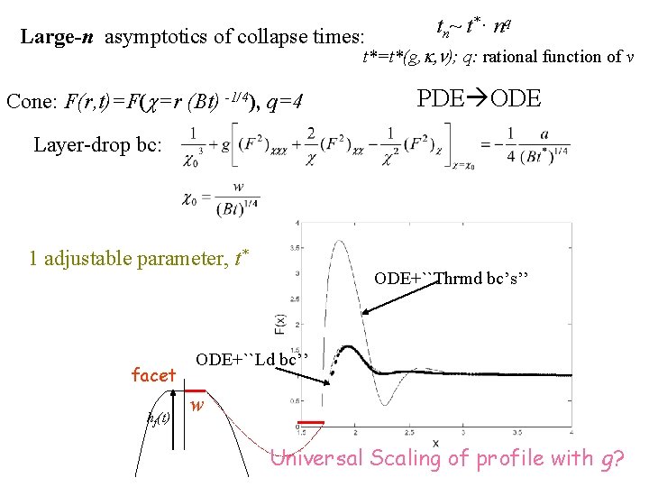 Large-n asymptotics of collapse times: tn~ t*. nq t*=t*(g, k, n); q: rational function