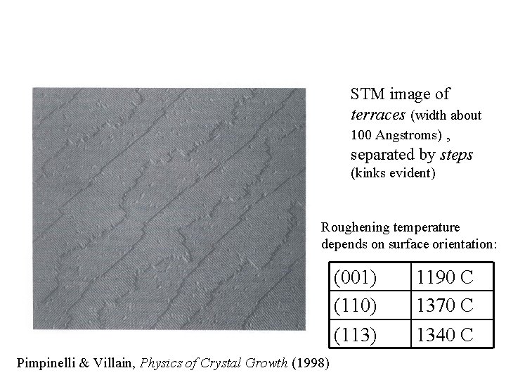 STM image of terraces (width about 100 Angstroms) , separated by steps (kinks evident)