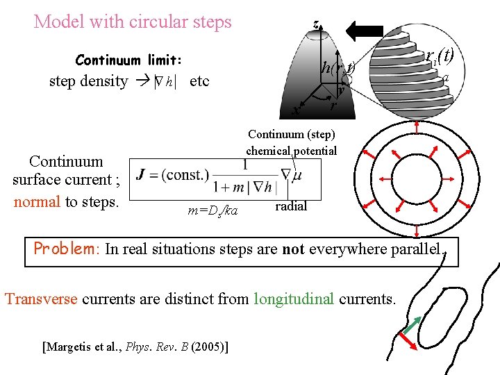 Model with circular steps z Continuum limit: h(r, t) step density | h| etc