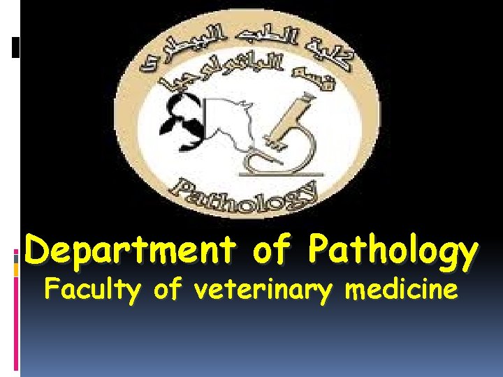 Department of Pathology Faculty of veterinary medicine 