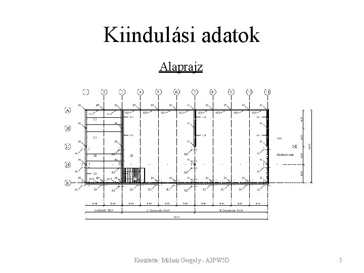 Kiindulási adatok Alaprajz Készítette: Molnár Gergely - A 3 PW 5 D 5 