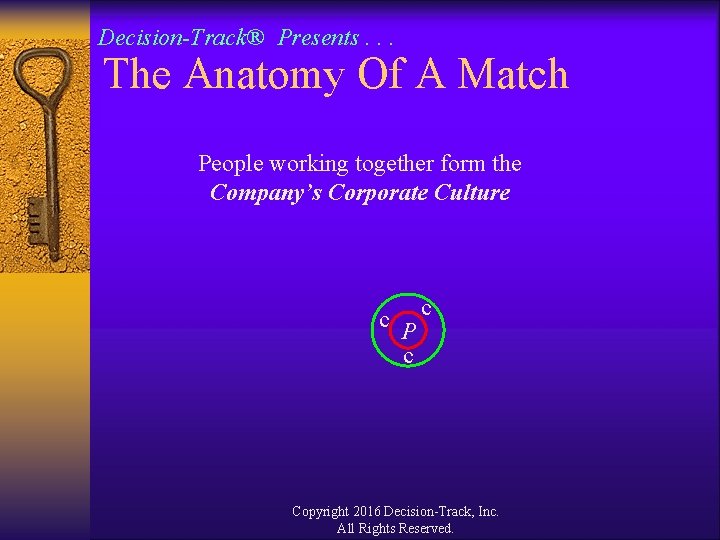 Decision-Track® Presents. . . The Anatomy Of A Match People working together form the Decision-Track® Presents. . . The Anatomy Of A Match People working together form the