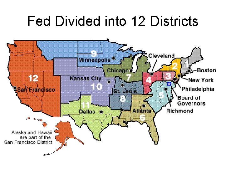Fed Divided into 12 Districts 