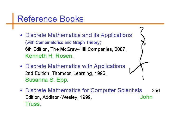 Reference Books • Discrete Mathematics and its Applications (with Combinatorics and Graph Theory) 6